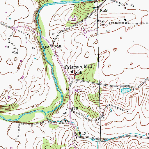 Topographic Map of Crisman Mill (historical), KY
