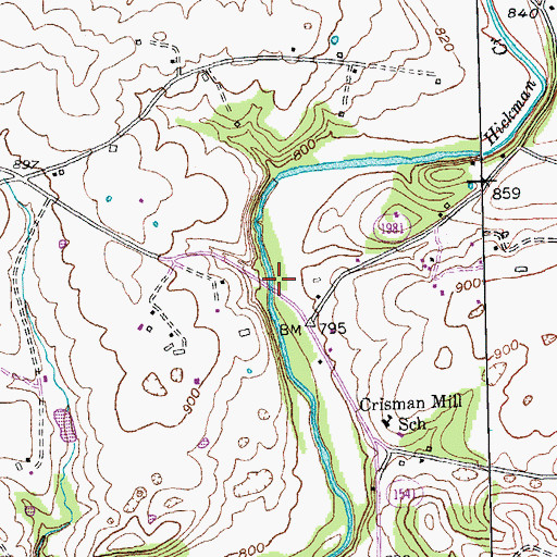 Topographic Map of Crisman Mill (historical), KY