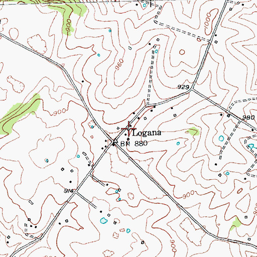Topographic Map of Logana Post Office (historical), KY