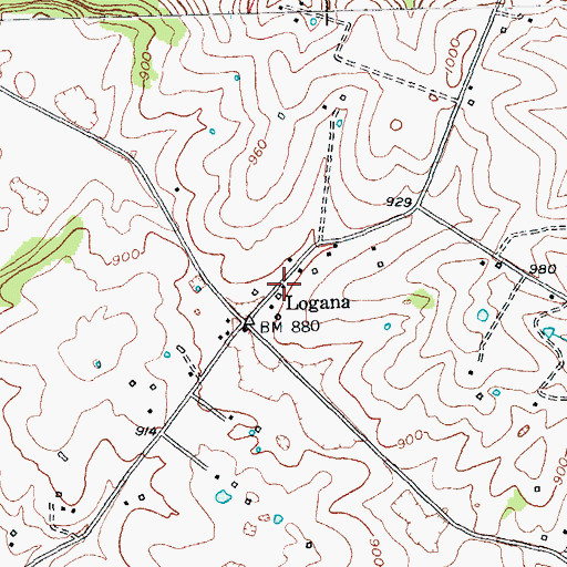 Topographic Map of Logana Railroad Station (historical), KY