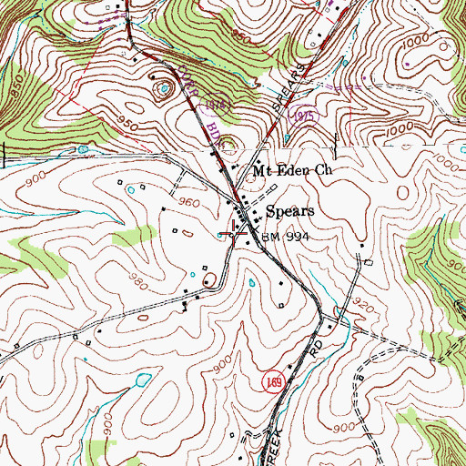 Topographic Map of Spears Post Office (historical), KY