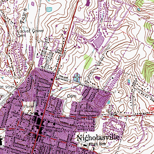 Topographic Map of Lake Mingo, KY