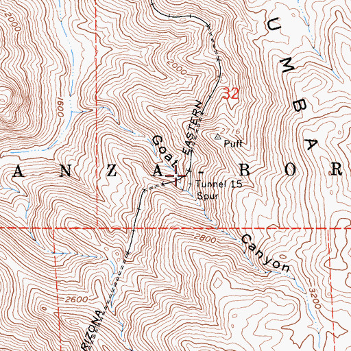 Topographic Map of Tunnel Fifteen Spur, CA