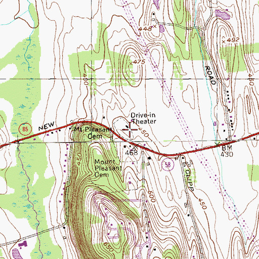 Topographic Map of Indian Ladder Drive-In (historical), NY