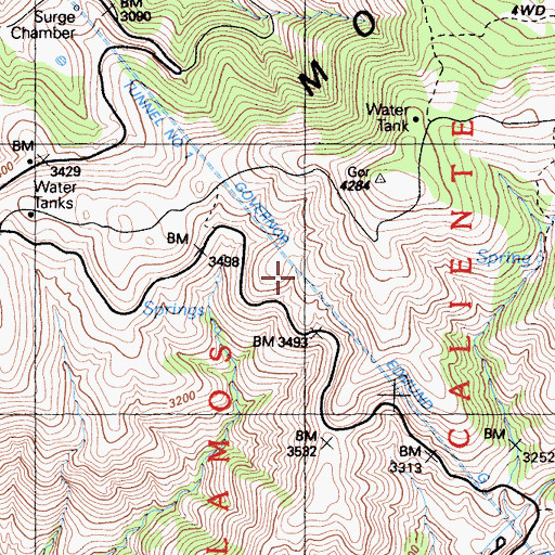 Topographic Map of Tunnel Number One, CA