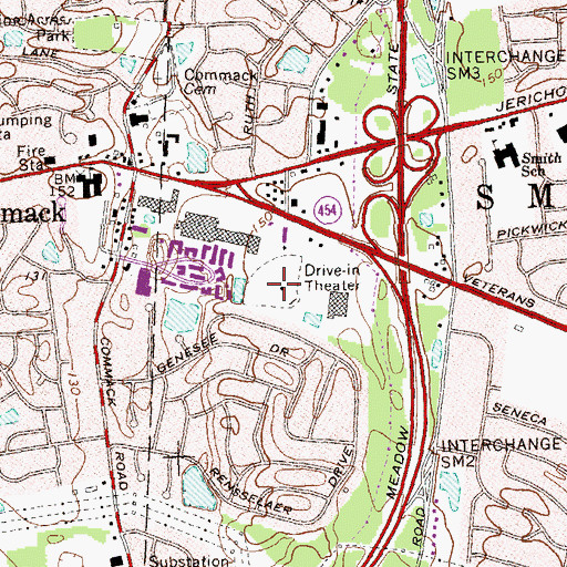 Topographic Map of Commack Drive-In (historical), NY