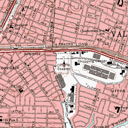 Topographic Map of Sunrise Drive-In (historical), NY