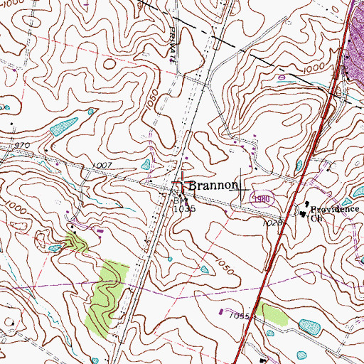 Topographic Map of Brannon Post Office (historical), KY