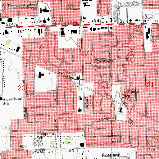 Topographic Map of Saint Matthews Episcopal Church, MI
