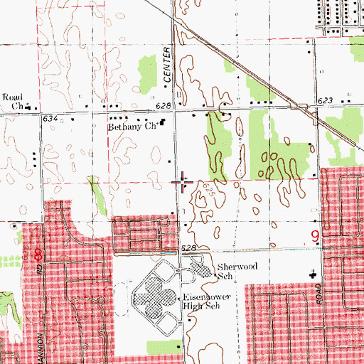 Topographic Map of Saginaw Valley Baptist Church, MI
