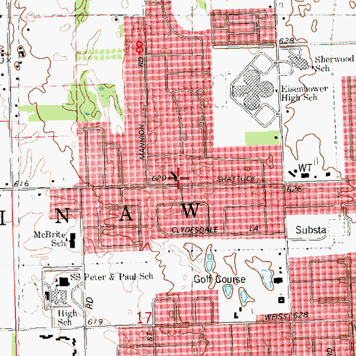 Topographic Map of Hopevale Church, MI