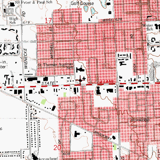 Topographic Map of Saint Thomas Aquinas Church, MI