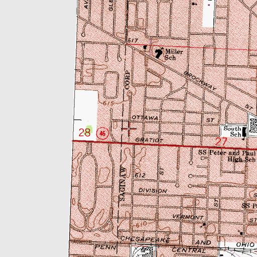 Topographic Map of Baha'i Faith, MI