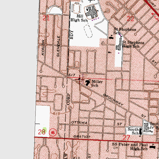 Topographic Map of Resurrection Lutheran Church, MI