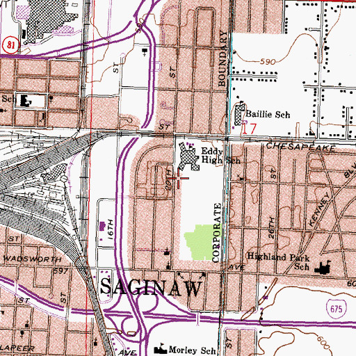 Topographic Map of Tabernacle Baptist Church, MI