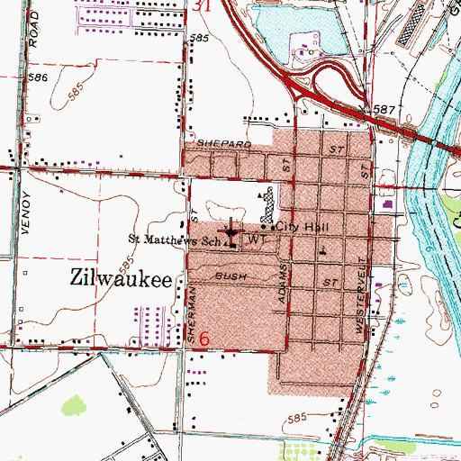 Topographic Map of Saint Matthew Catholic Church, MI