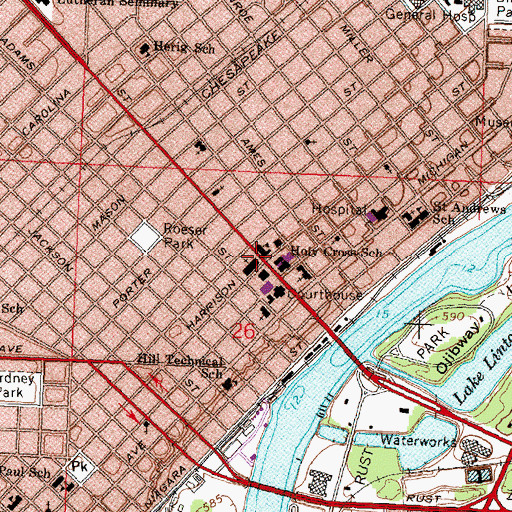 Topographic Map of Holy Cross Lutheran Church, MI