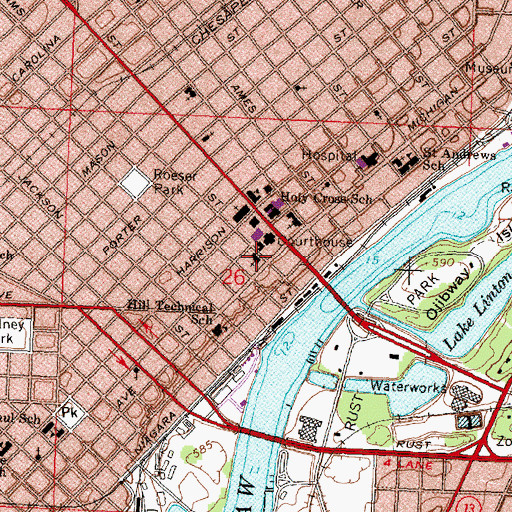 Topographic Map of Michigan Avenue Baptist Church, MI