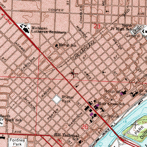 Topographic Map of Zion Lutheran Church, MI