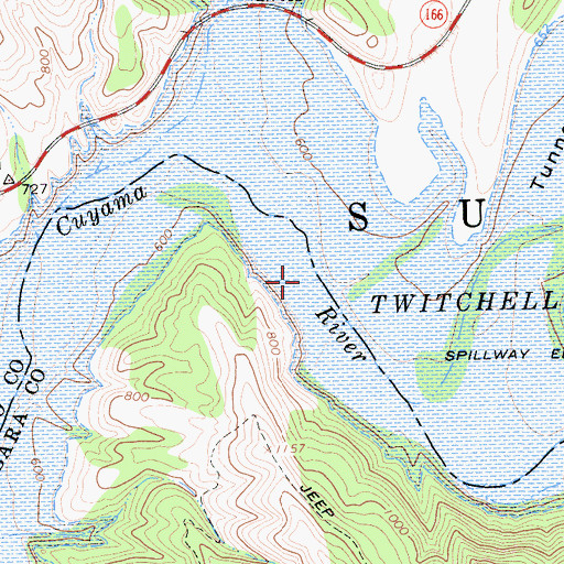 Topographic Map of Twitchell Reservoir, CA