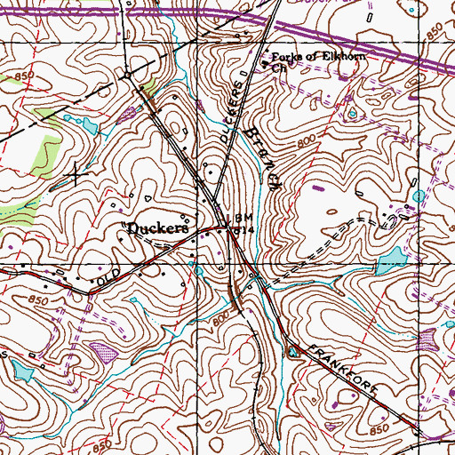 Topographic Map of Duckers Railroad Station (historical), KY