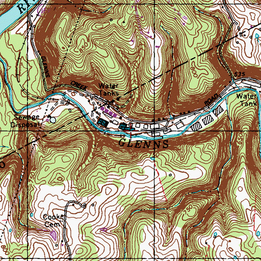 Topographic Map of Glenns Creek Railroad Station (historical), KY