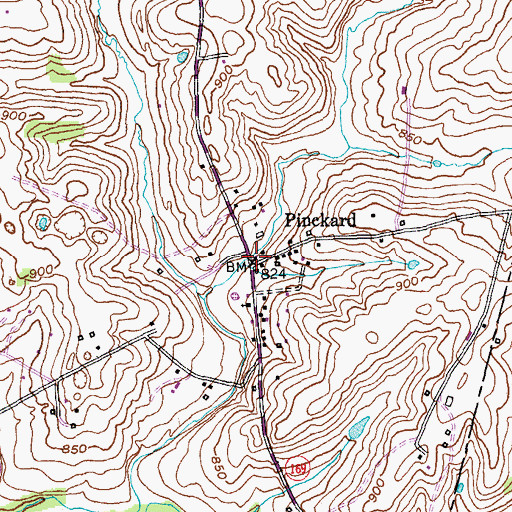 Topographic Map of Pinckard Railroad Station (historical), KY
