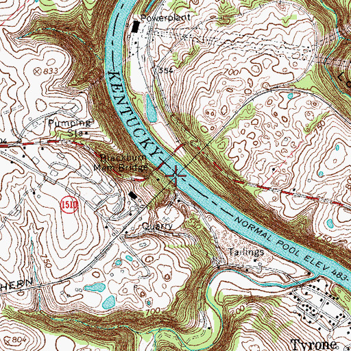 Topographic Map of Youngs High Bridge (historical), KY