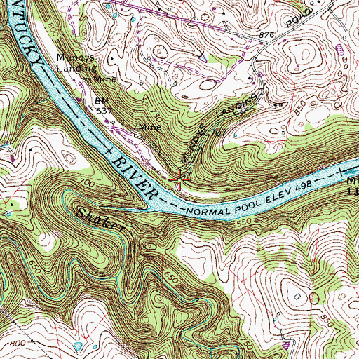 Topographic Map of Mundys Landing Post Office (historical), KY