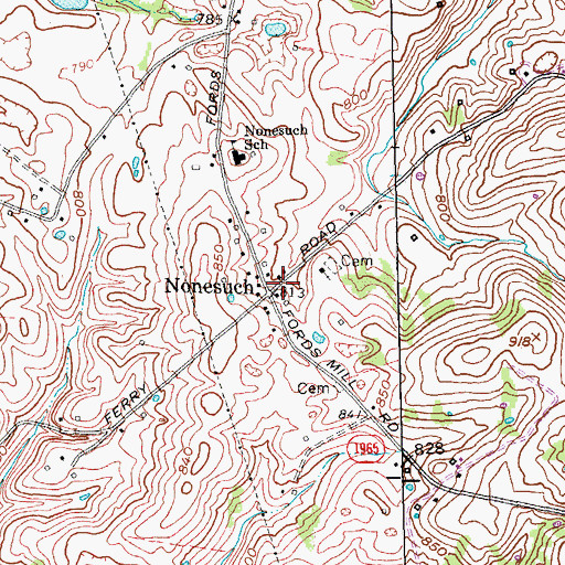 Topographic Map of Nonesuch Post Office (historical), KY