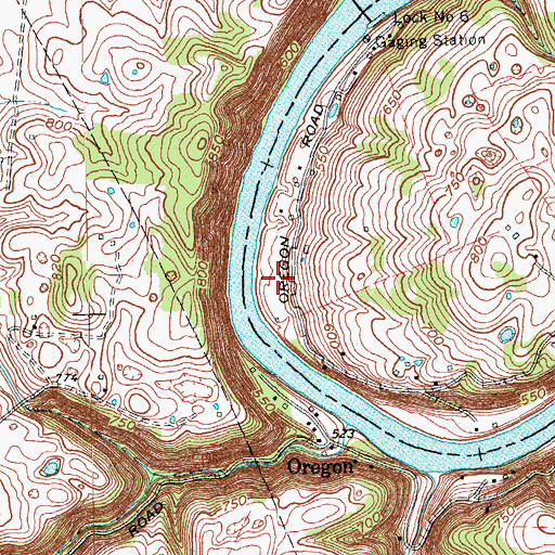 Topographic Map of Oregon Bend, KY