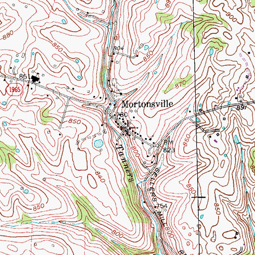 Topographic Map of Mortonsville Elementary School (historical), KY