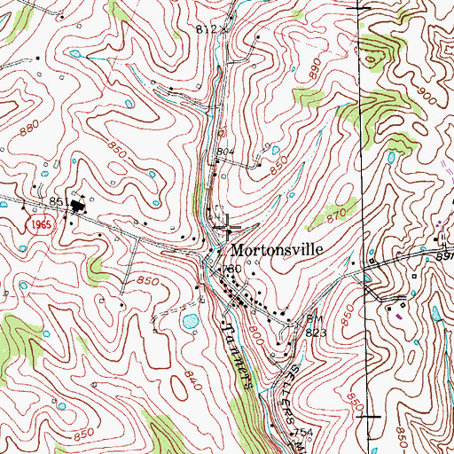 Topographic Map of Mortonsville Post Office (historical), KY