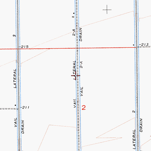 Topographic Map of Vail Two-A Drain, CA