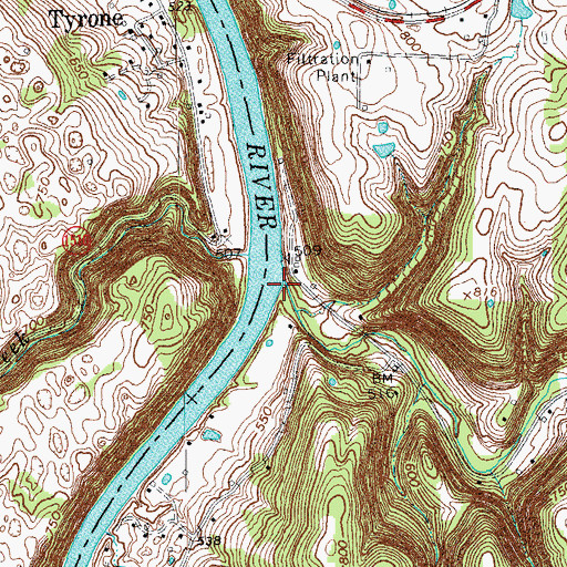 Topographic Map of Shryocks Ferry (historical), KY