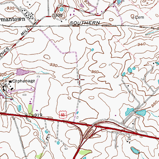 Topographic Map of Cabin Brook Golf Course, KY