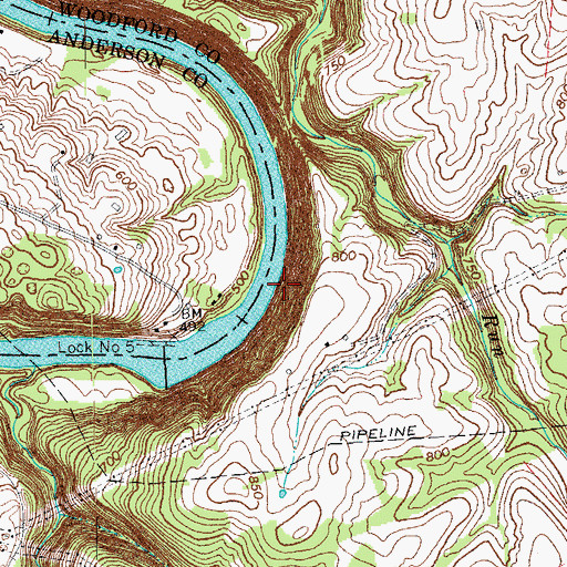 Topographic Map of Kentucky Bluff, KY