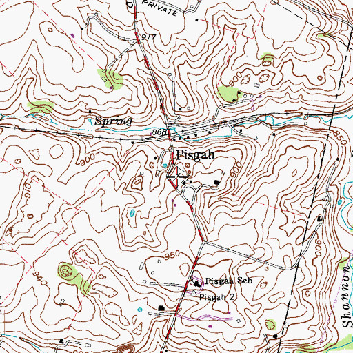 Topographic Map of Pisgah Cemetery, KY