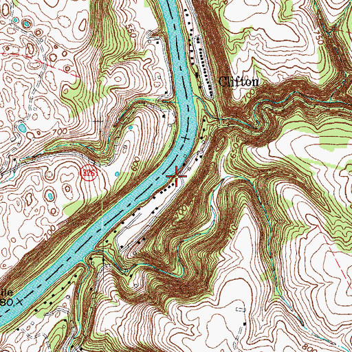 Topographic Map of Woodford Landing (historical), KY