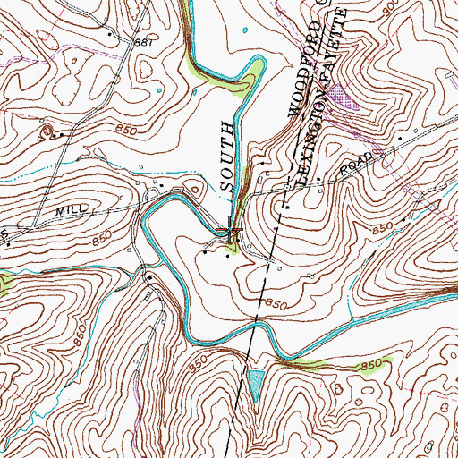 Topographic Map of Paynes Mill Bridge, KY