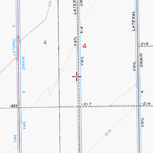 Topographic Map of Vail Four-A Drain, CA