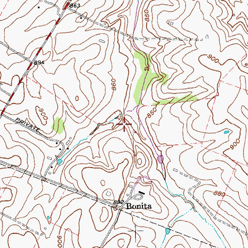 Topographic Map of Bosque Bonita Farm (historical), KY