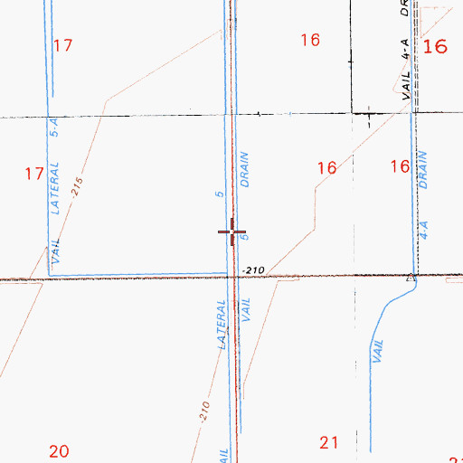 Topographic Map of Vail Five Drain, CA