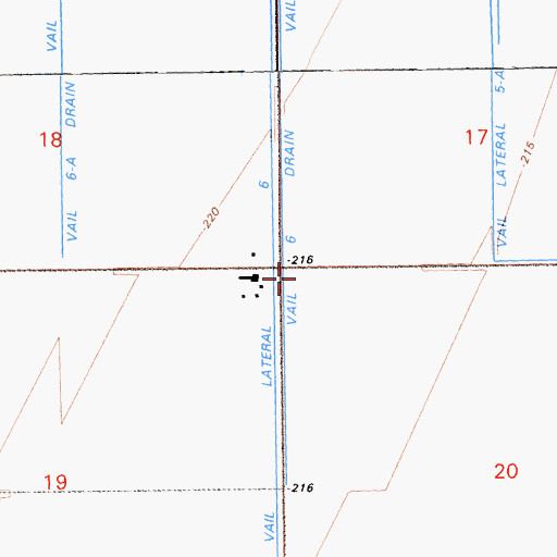 Topographic Map of Vail Six-A Drain, CA