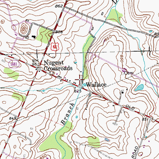 Topographic Map of Wallace Post Office (historical), KY