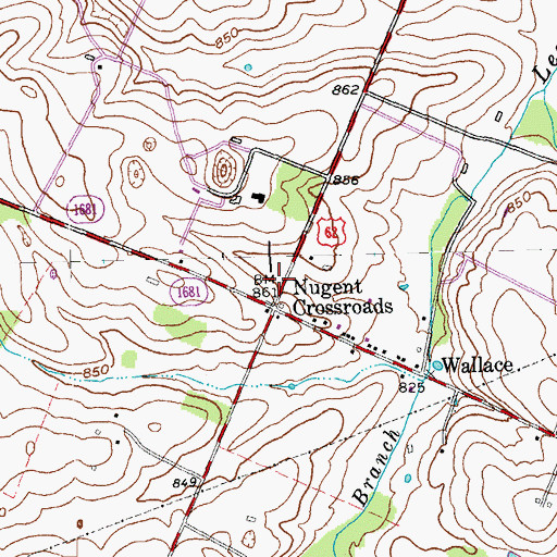 Topographic Map of Nugent Post Office (historical), KY