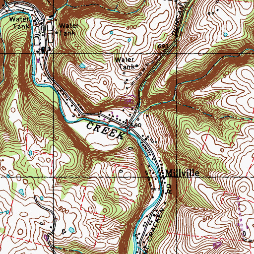 Topographic Map of North Fork Glenns Creek, KY