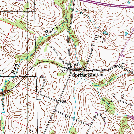 Topographic Map of Spring Station Post Office (historical), KY