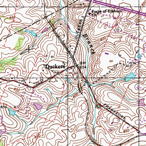 Topographic Map of Duckers Post Office (historical), KY