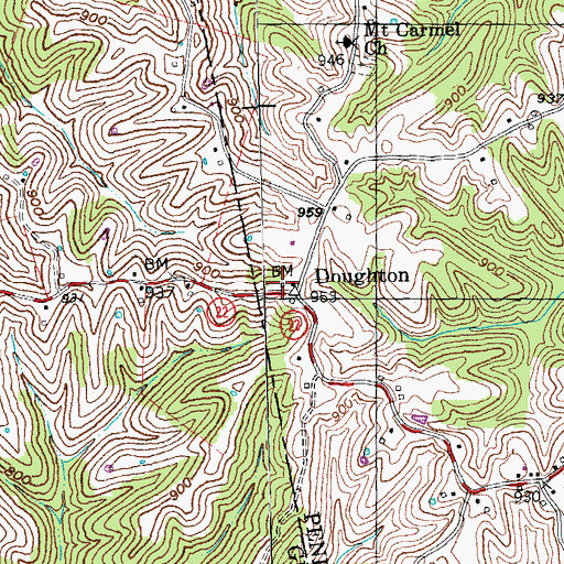 Topographic Map of Doudton Post Office (historical), KY